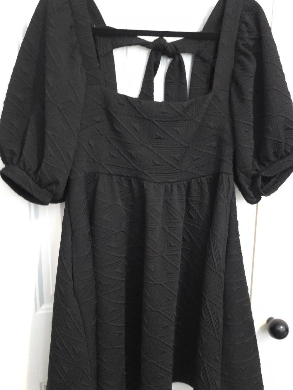 Free People Mare Mare Black Puff Sleeve Mini Dress - Woman's Size M